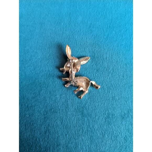 Vintage Donkey Brooch Pin Gold Tone Black Red Yellow Accent - Picture 2 of 4